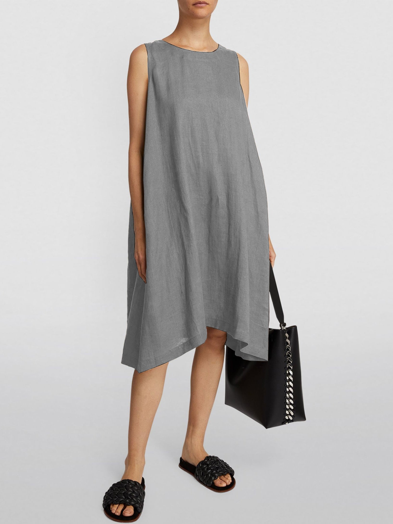 Cotton Linen Thin Sleeveless Midi Dress