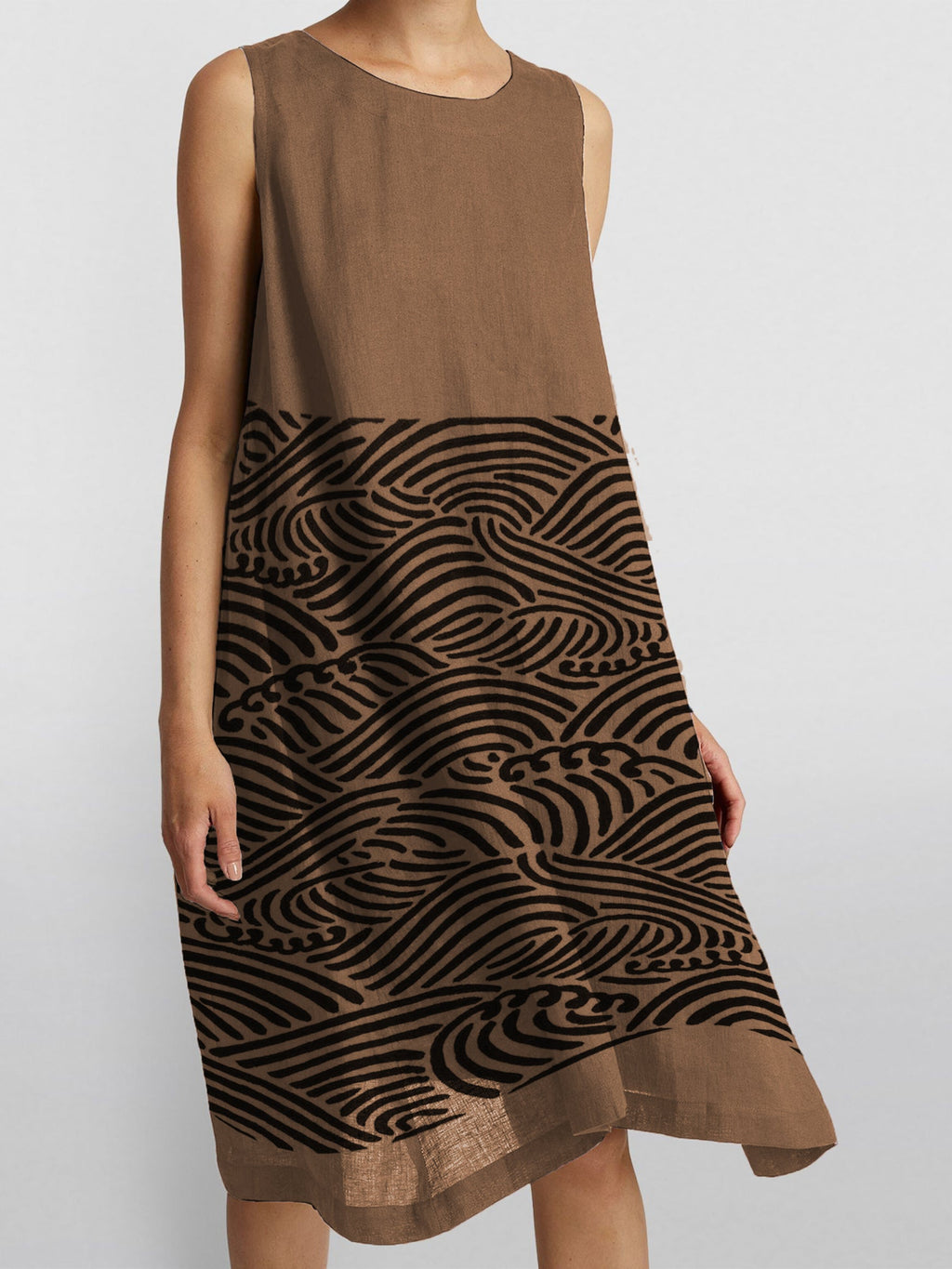 Cotton Linen Thin Sleeveless Midi Dress