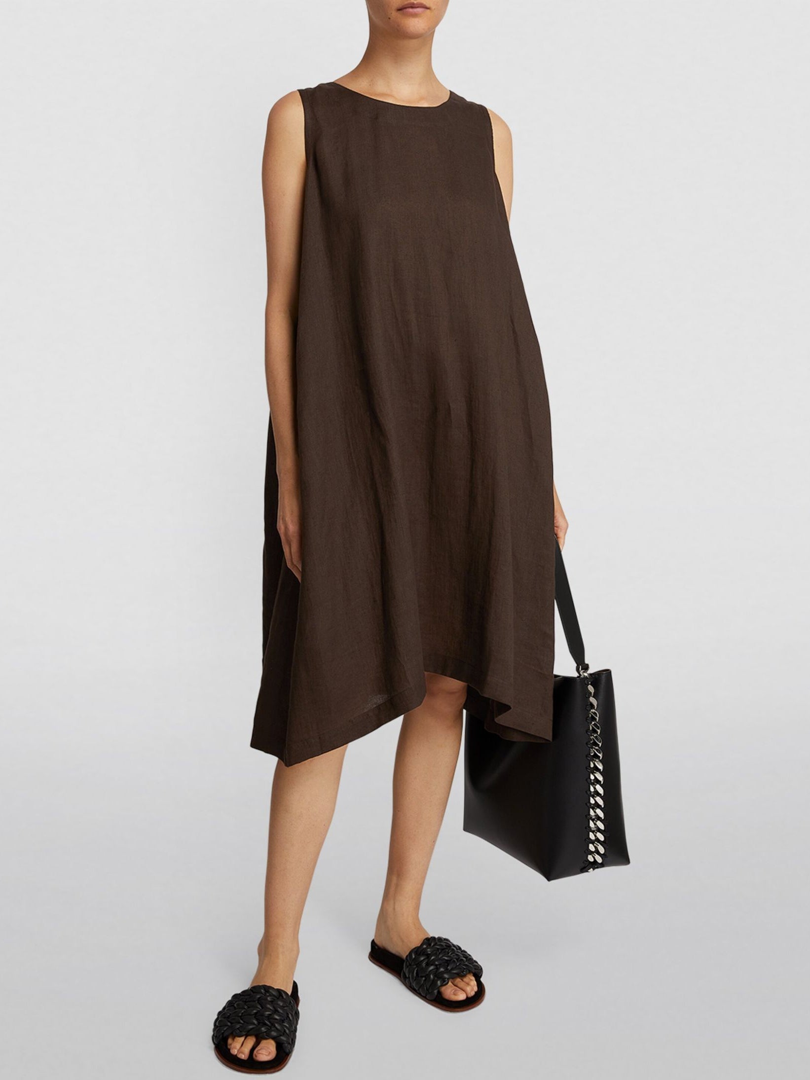 Cotton Linen Thin Sleeveless Midi Dress