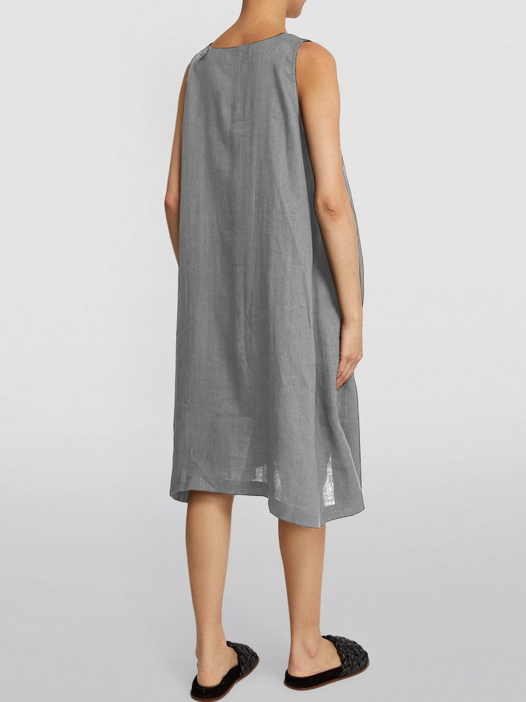 Cotton Linen Thin Sleeveless Midi Dress